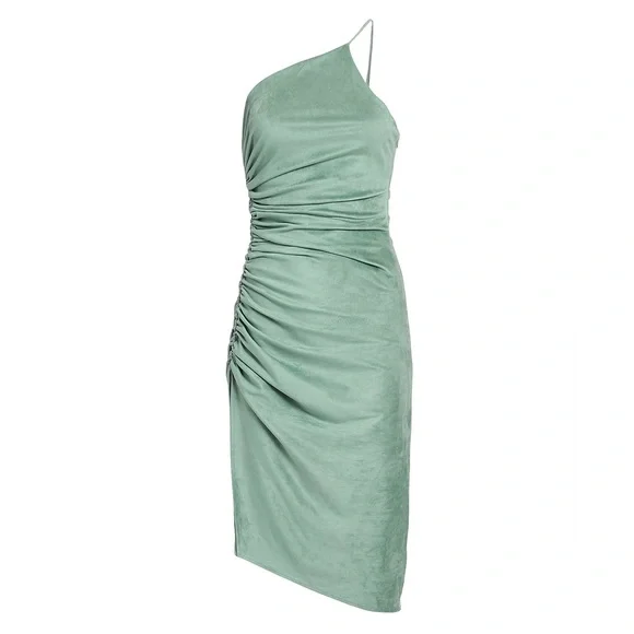 NWT Ronny Kobo XS Sage Zarma Ruched One-Shoulder Midi Dress - Picture 8 of 15